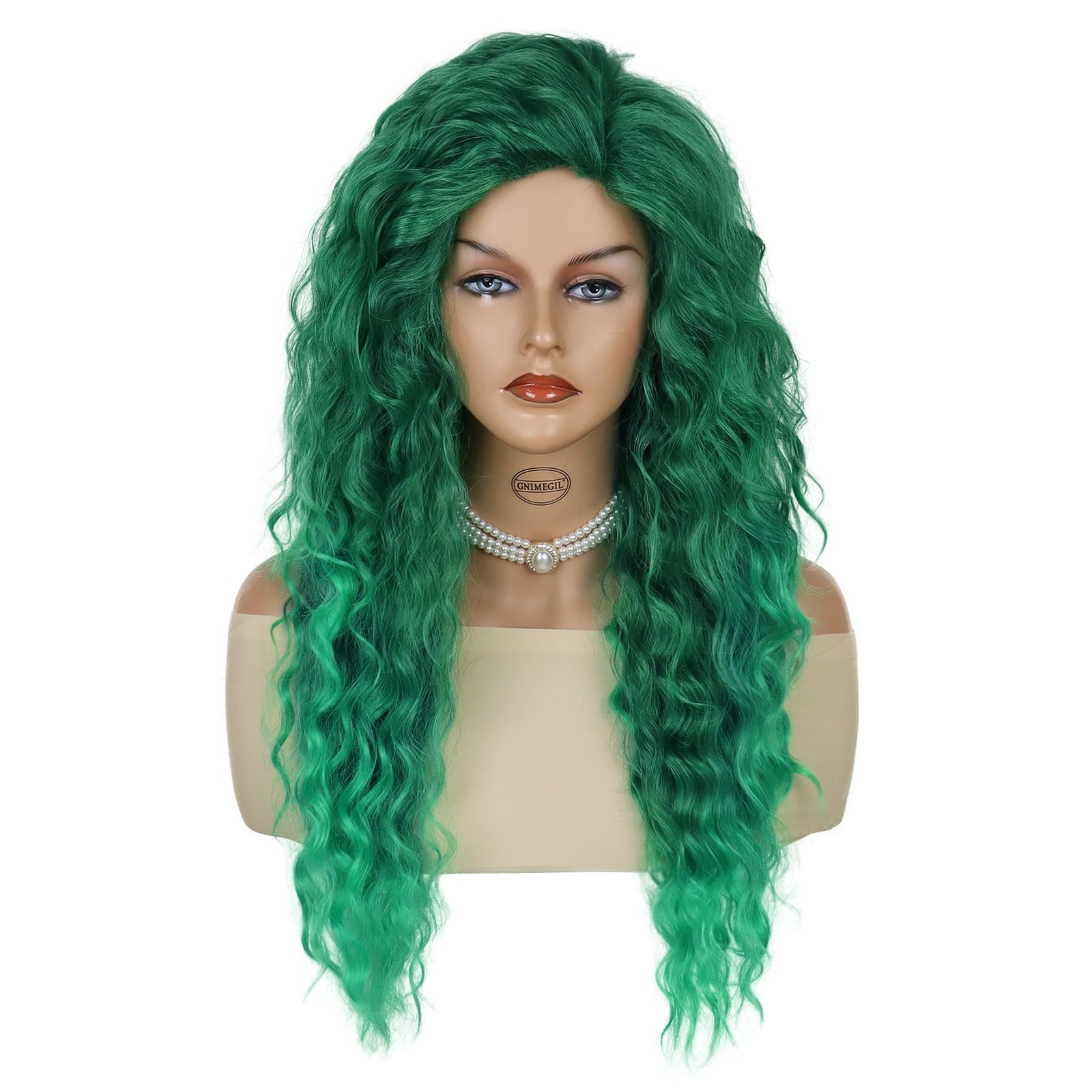 28 inch Long Curly Wigs for Women Green Wig Cosplay Thick Hairline St. Patric…