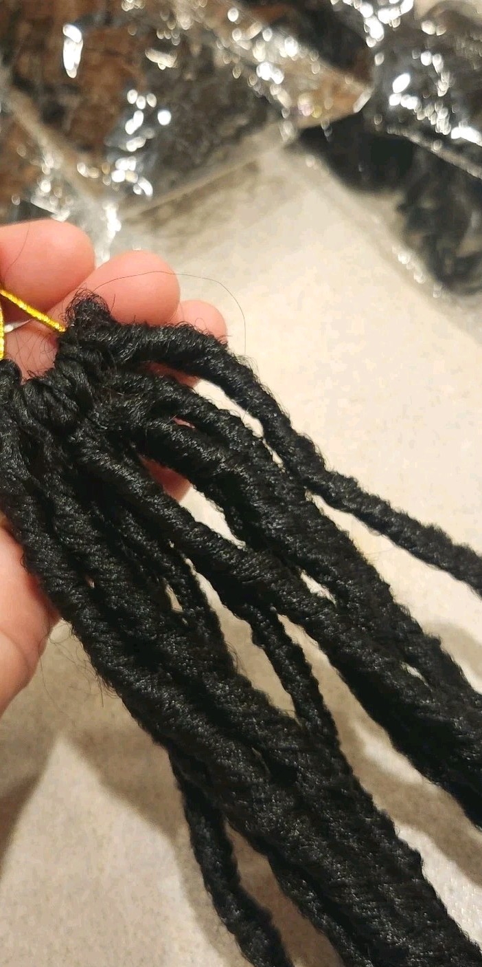 24″ Long Deep Wave Hair Extensions Goddess Locs Crochet Loop Faux Black Woman 1B