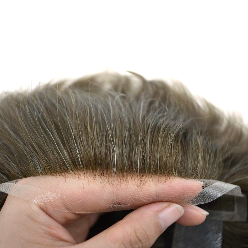 French Lace Front Mens Toupee Poly Pu Hairpiece Natural Hair Replacement Systems