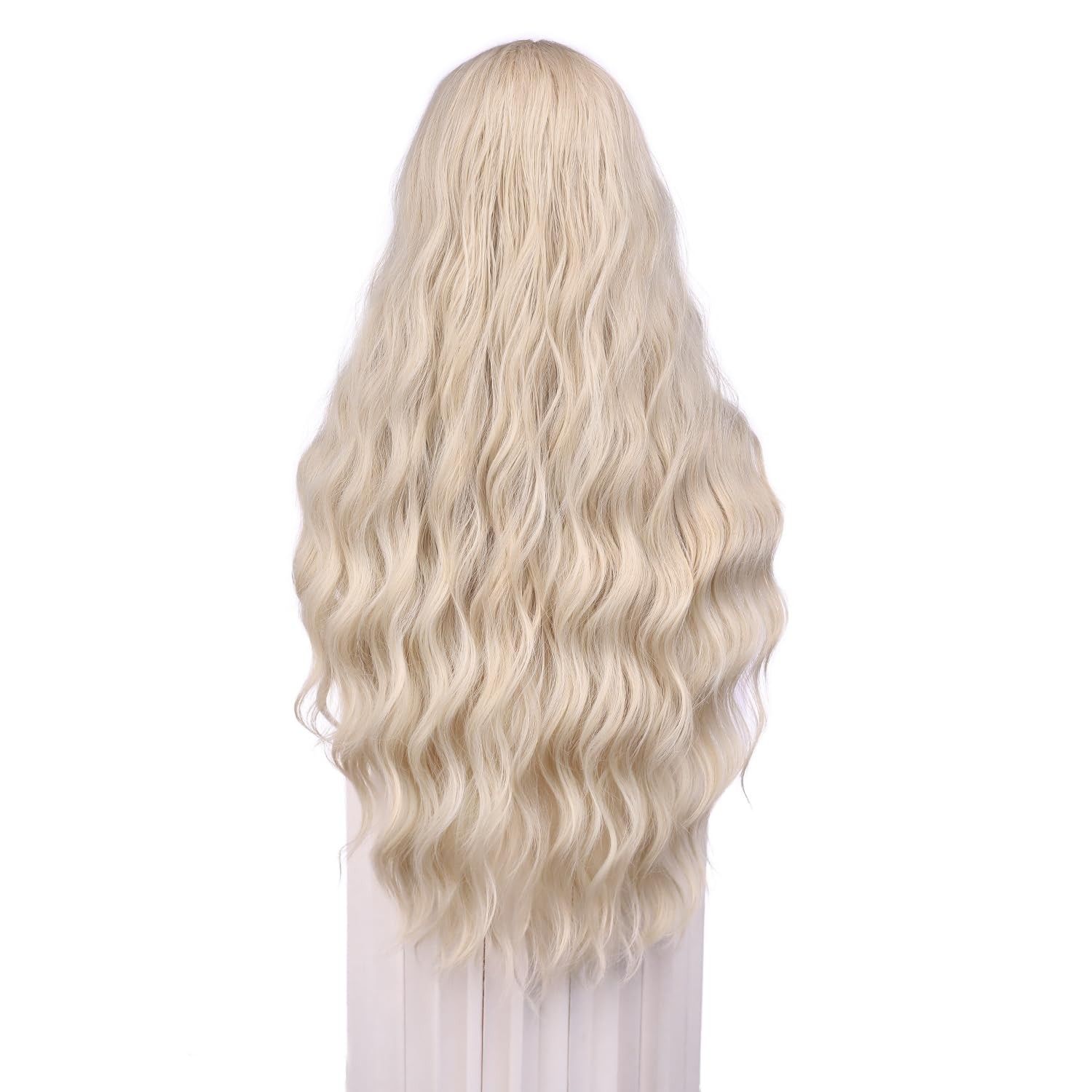 28 Inches Platinum Blonde Wigs Long Blonde Curly Wigs for White Women Long Wa…