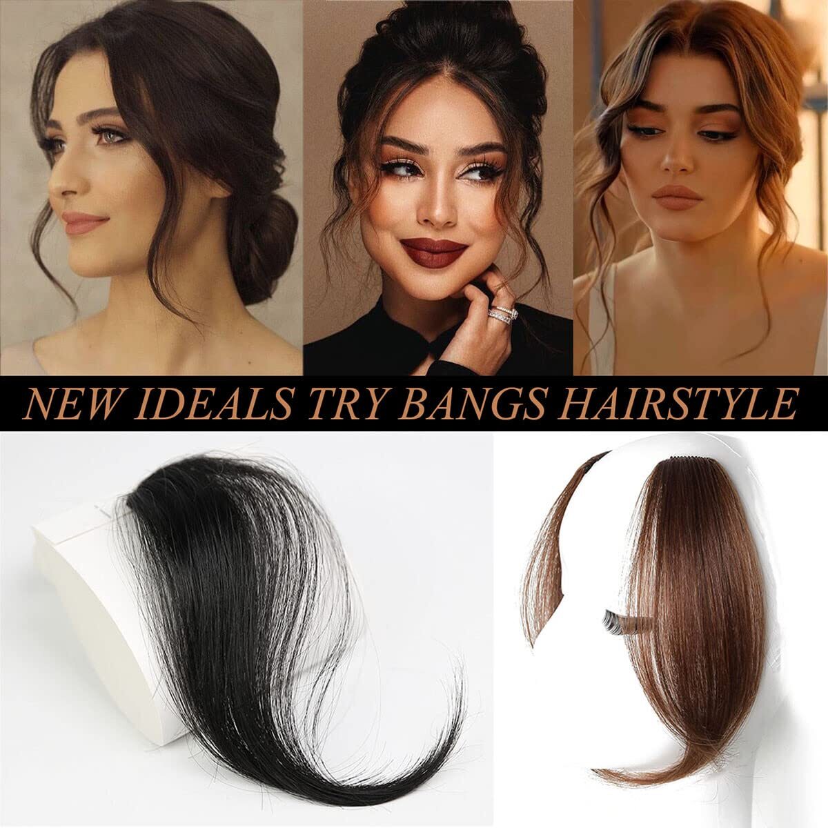 Fluffy Real Human Hair Extension Bang Front Middle Side Bangs Clip in Hairpiece