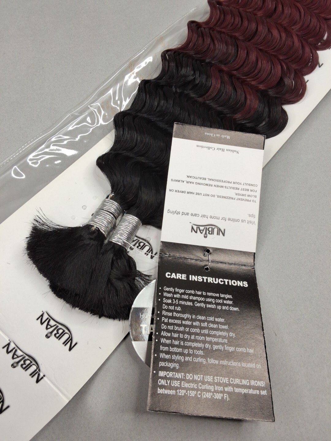18″ Nubian Yaki Deep Wave #T1B/burg Bulk Micro Braiding Hair Boho