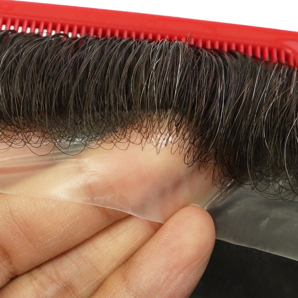 Super Thin Skin Men Hair Piece 8×10 Real Human Hair Daily Wear Toupee Brown #210