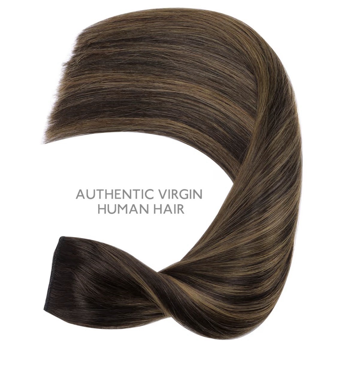 Wennalife Human Hair Extensions Fish Line Clip-In Dark Ash Brown 14in Straight