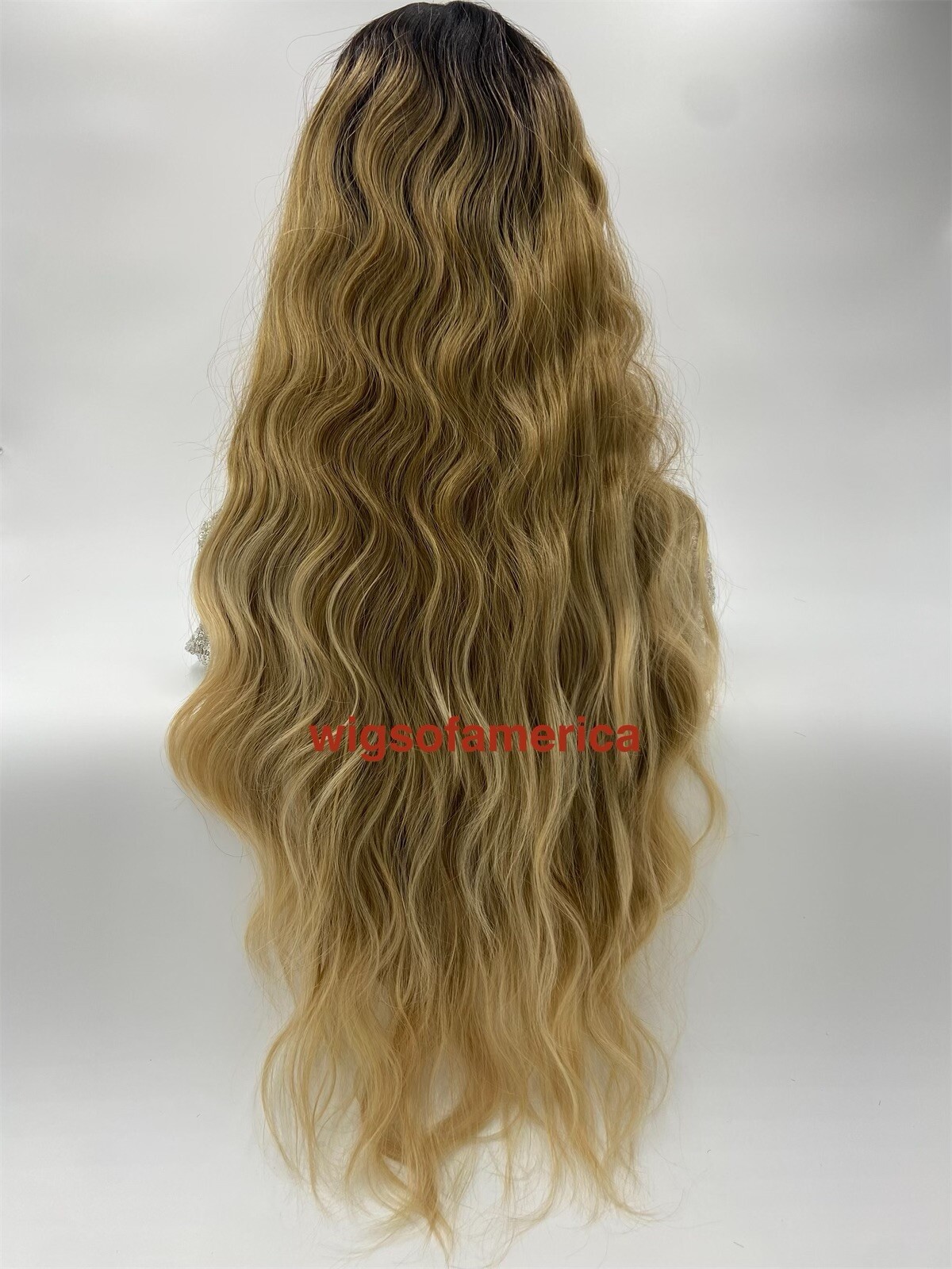 Honey Golden Blonde Wig Ombré Wavy Lace Front Middle Part Brown 30 Long Heat Ok