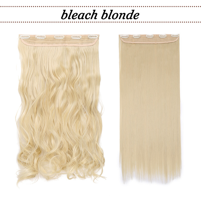 Real THICK Clips in One Piece Hair Extensions As Human Curly Blonde Hairpiece US