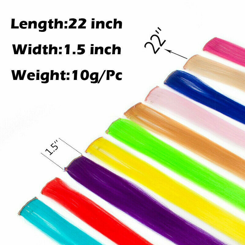 22 Inch Colored Clip in Hair Extensions 10pcs Straight Hair Synthetic Hairpieces
