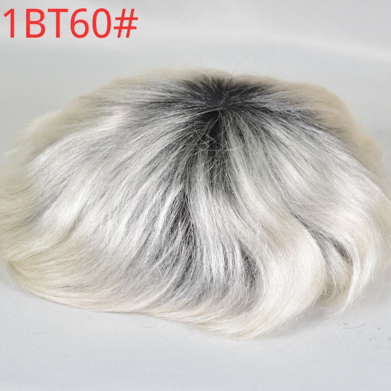 PU0.06-0.08 Hairpiece Mens’ Toupee Black Roots Blonde Toupee for Men 8x10inch