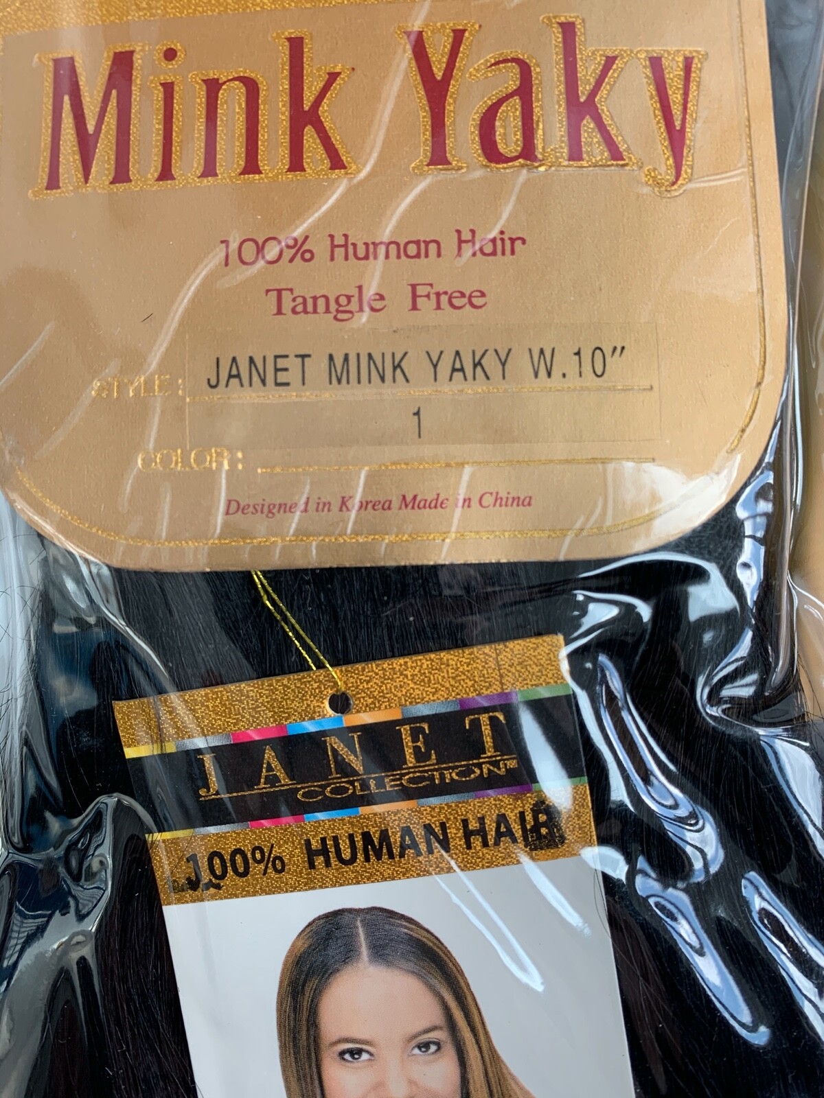 Janet Mink Yaky 100% Human Hair Weave. Color 1, 1B, 2, 4. Length 10″ , 12″