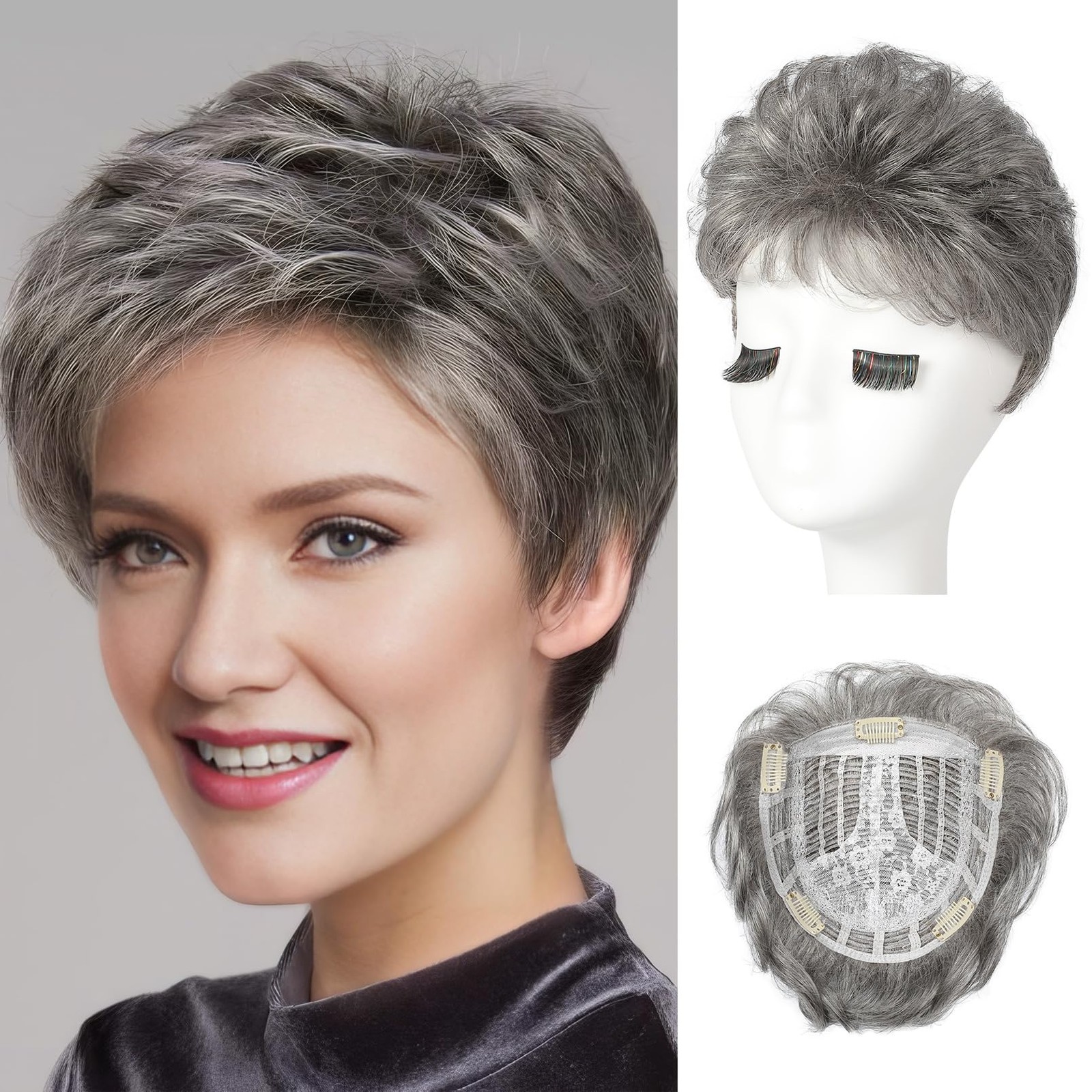 REECHO Hair Topper, Short Wiglet Hair Topper for Women with Thinning Large Cover