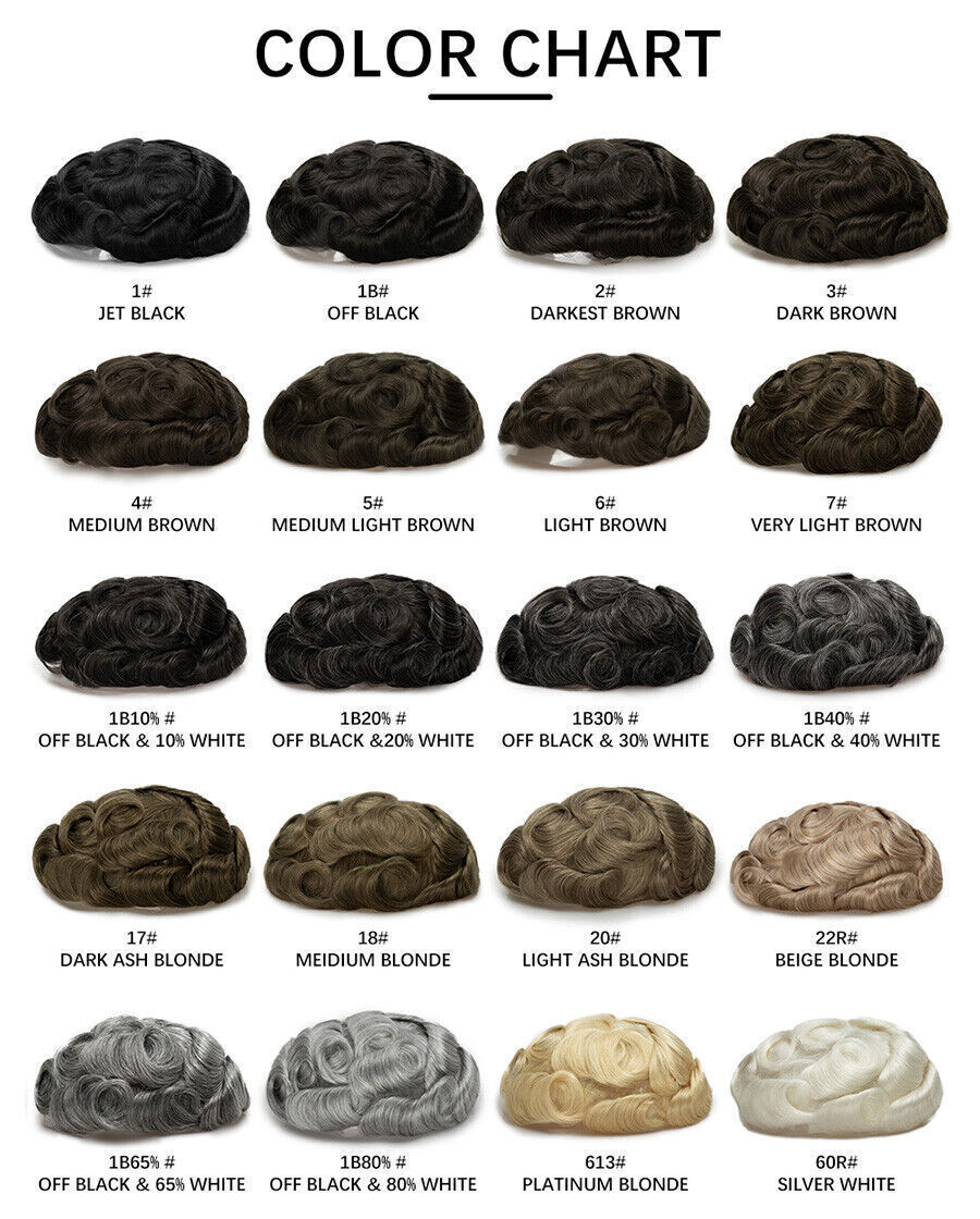 Mono NPU Men Toupee Durable Strong Knot Human Hair Replacement System Hairpiece