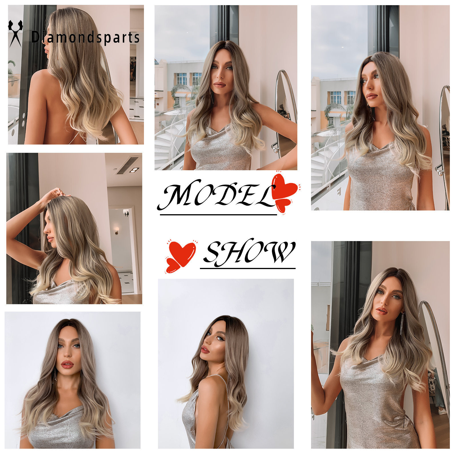 US Natural Ladies Wigs Long Ombré Blonde Wave Hair Wigs Party Daily Use Fanshion