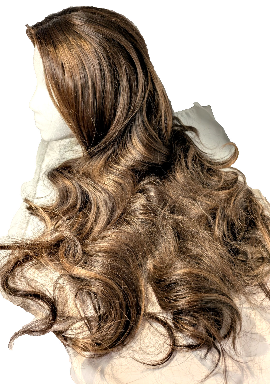 Long Mixed Brown Wavy Wig for Women Lace Front Cap Natural Looking 26″