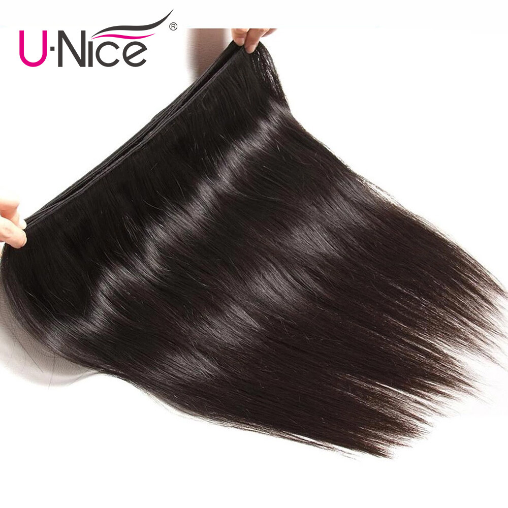 UNice Peruvian Straight 3 Bundles Human Hair Extensions Virgin Hair Weaves Wefts