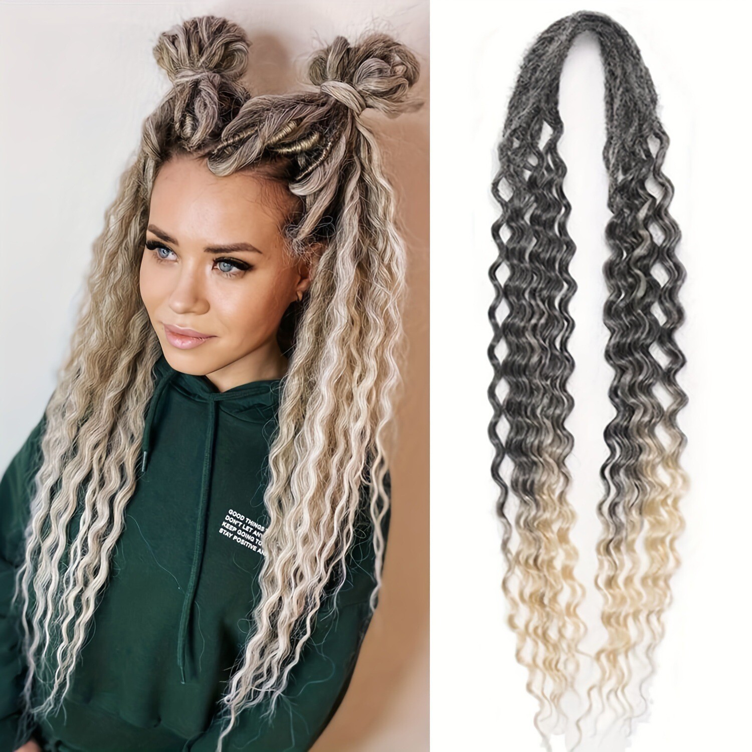 Auburn Double Curly Ended Dreadlocks Extensions 24inch Soft Boho Locs 10/20/30s