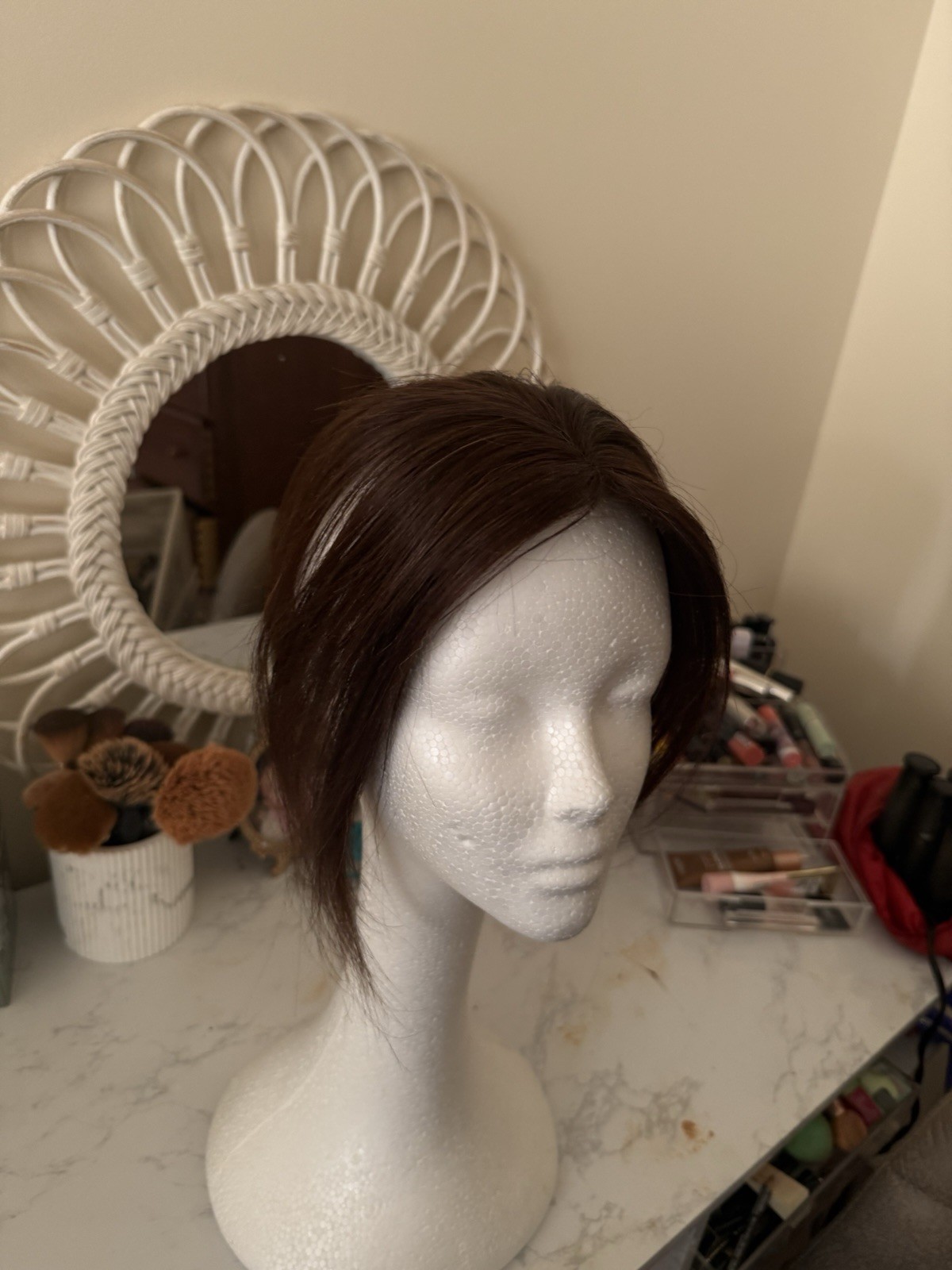 Straight textured Light Warm Brown Bangs Topper never worn.