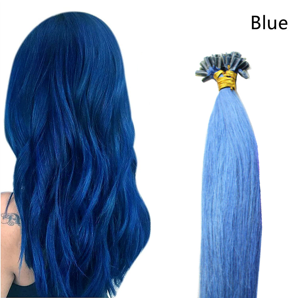 Keratin U Tip Hair Extensions Double Drawn Pre Bonded Remy Human Hair Colored 1G