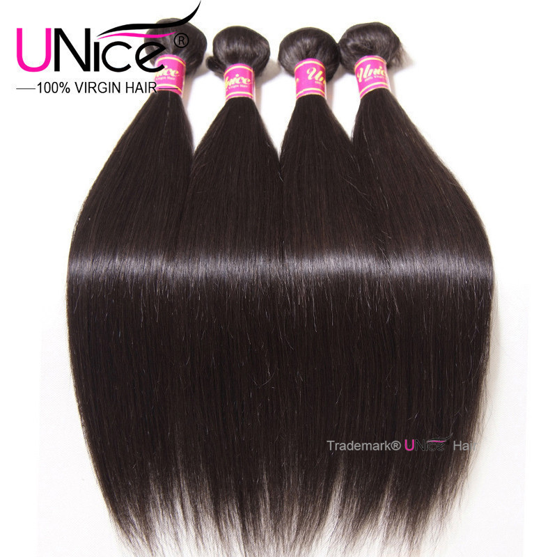 UNice Hair Indian Straight Bundles Human Hair Extensions Virgin Hair Weaves Weft