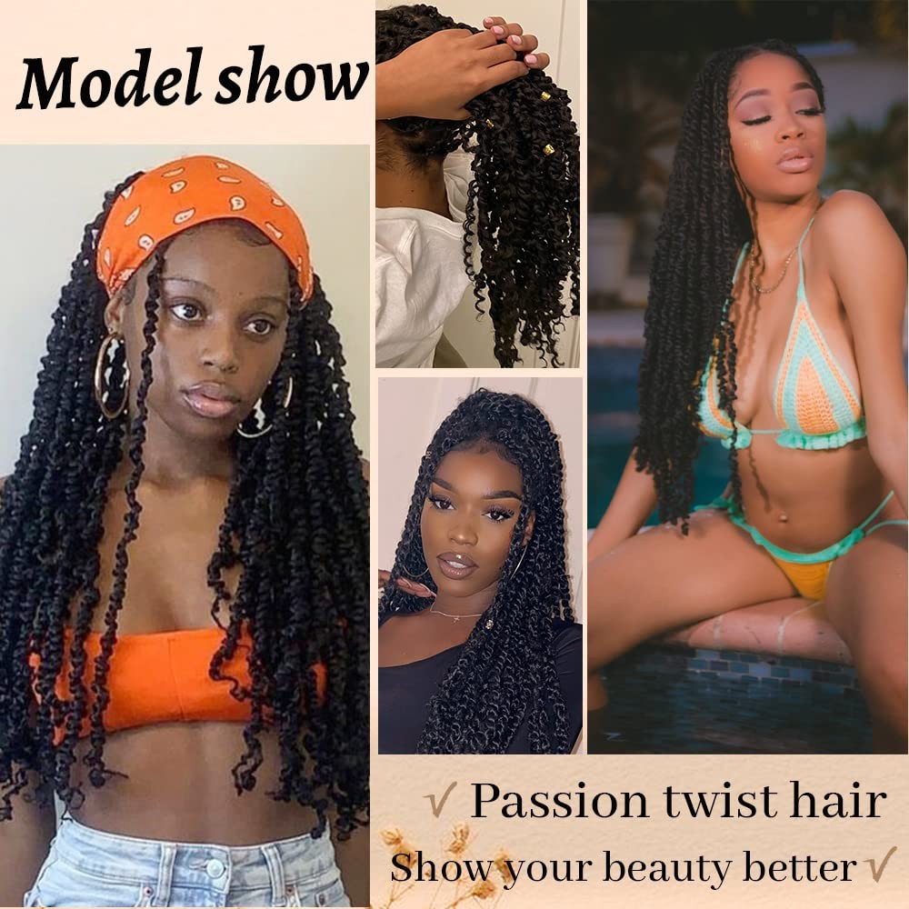 ShowCoco Passion Twist Hair 36″ 8-Packs Ombre Burgundy Water Wave Crochet