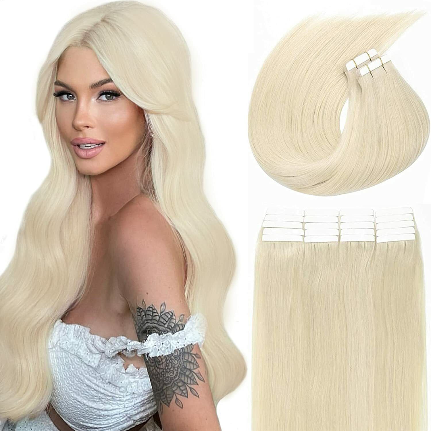 DoubleSided Super Tape in Hair Extensions Real Human Hair Skin Weft Russian Hair