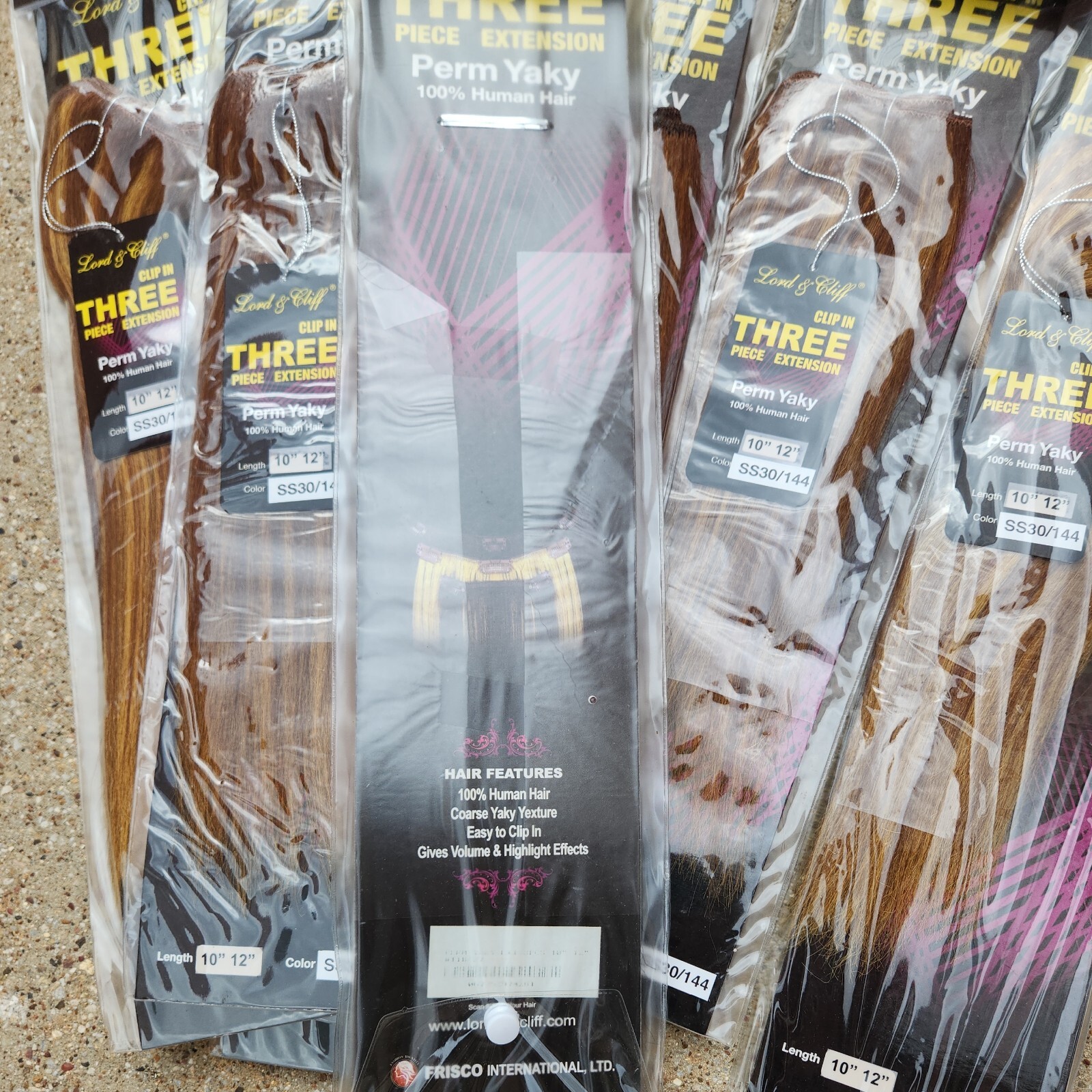 Wholesale Lot Lord & Cliff 100% Human Hair Extension Perm Yaky 3 Piece Clip In