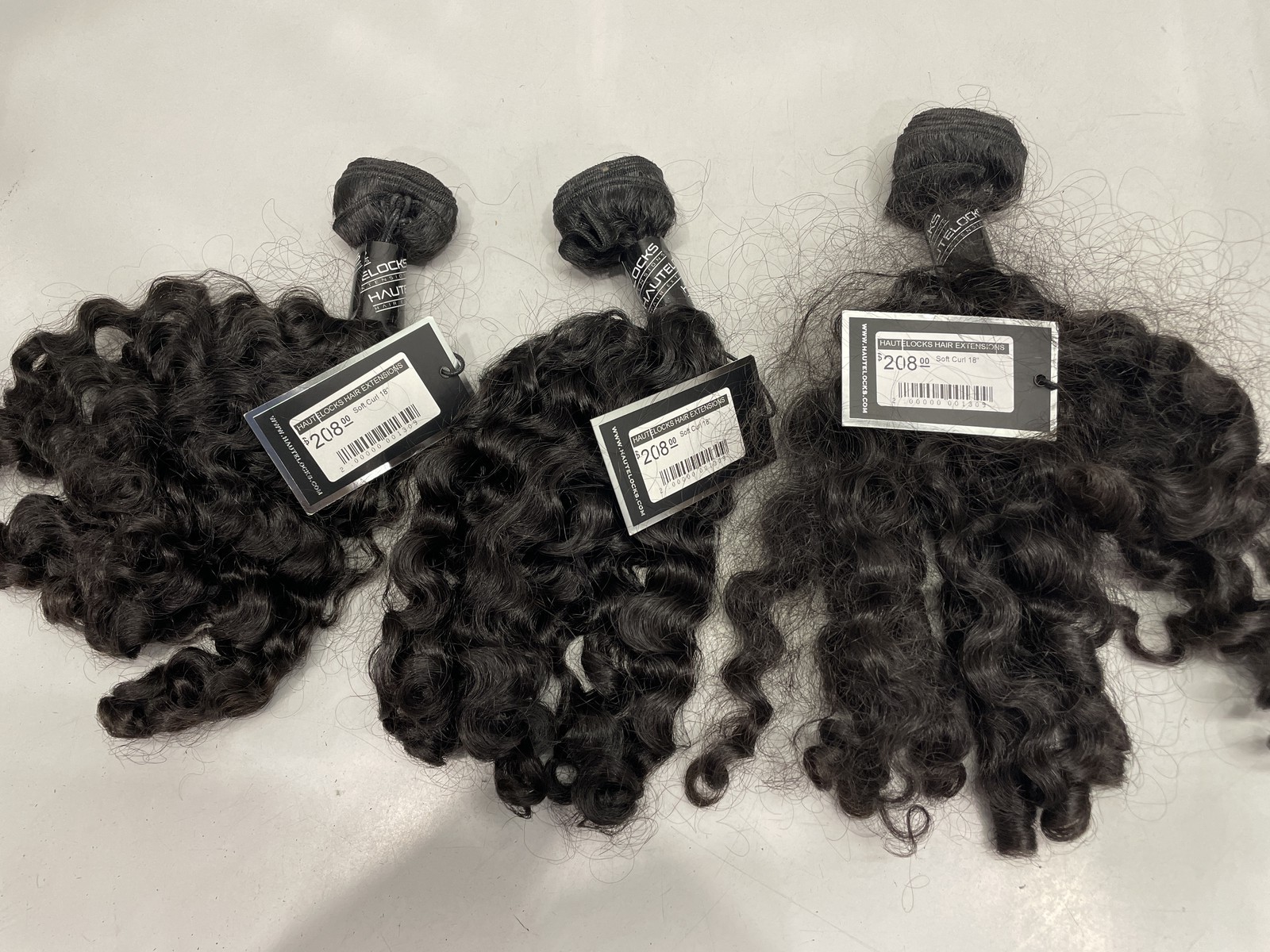 Hautelocks Natural Black Soft Curls Human Hair Extensions 3 Bundles, 18″