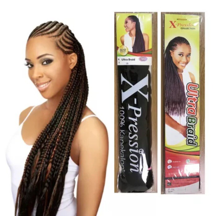 X-pression 100% Kanekalon 82″ Braid Hair 10Packs, color#1