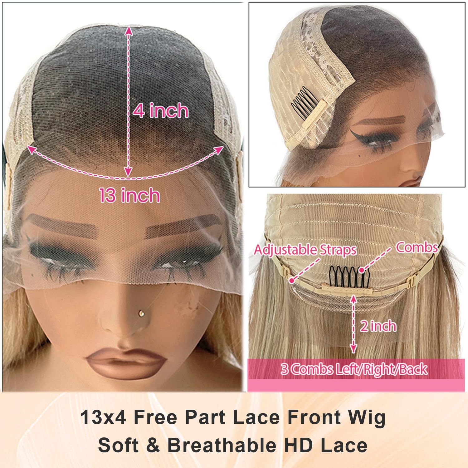 Benafee Blonde Highlight Wig Human Hair Wear And Go Glueless 13X4 Hd Lace