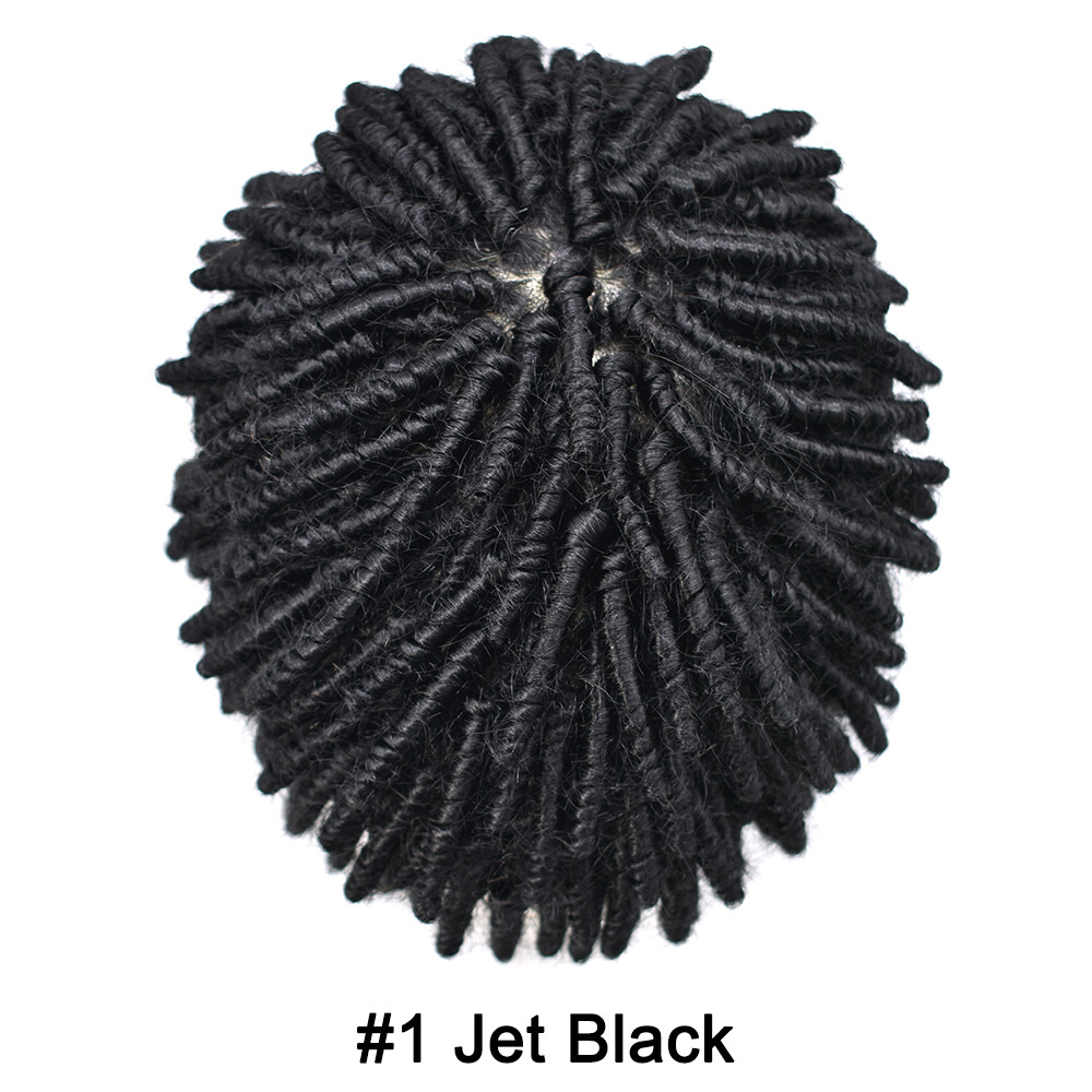 Afro Kinky Twist Crochet Braids Hair for Men Human Hair Replacement System Wig