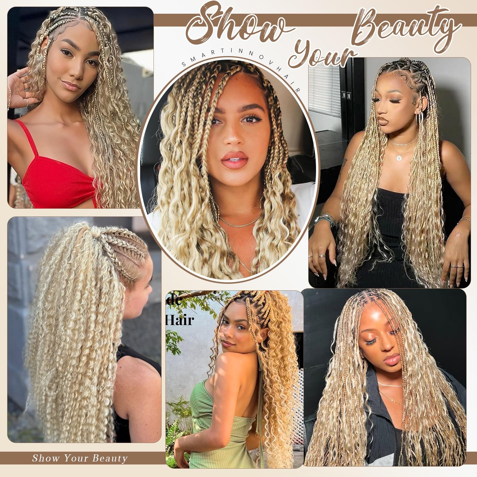 Smartinnov 613 Blonde Braiding Hair 100G 20 Inch 2 Bundles/Pack Boho Human Hair