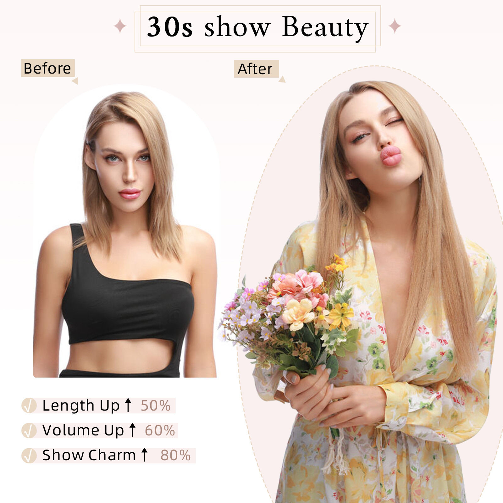 SEGO Pro One Piece Five Straight Clip in Human Hair Extensions 16inch 45G