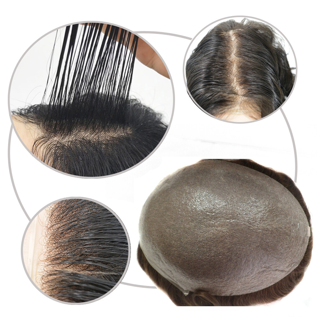 0.04MM Poly Thin Skin Hairpiece Men’s Super Thin Skin Toupee Hair System for Men