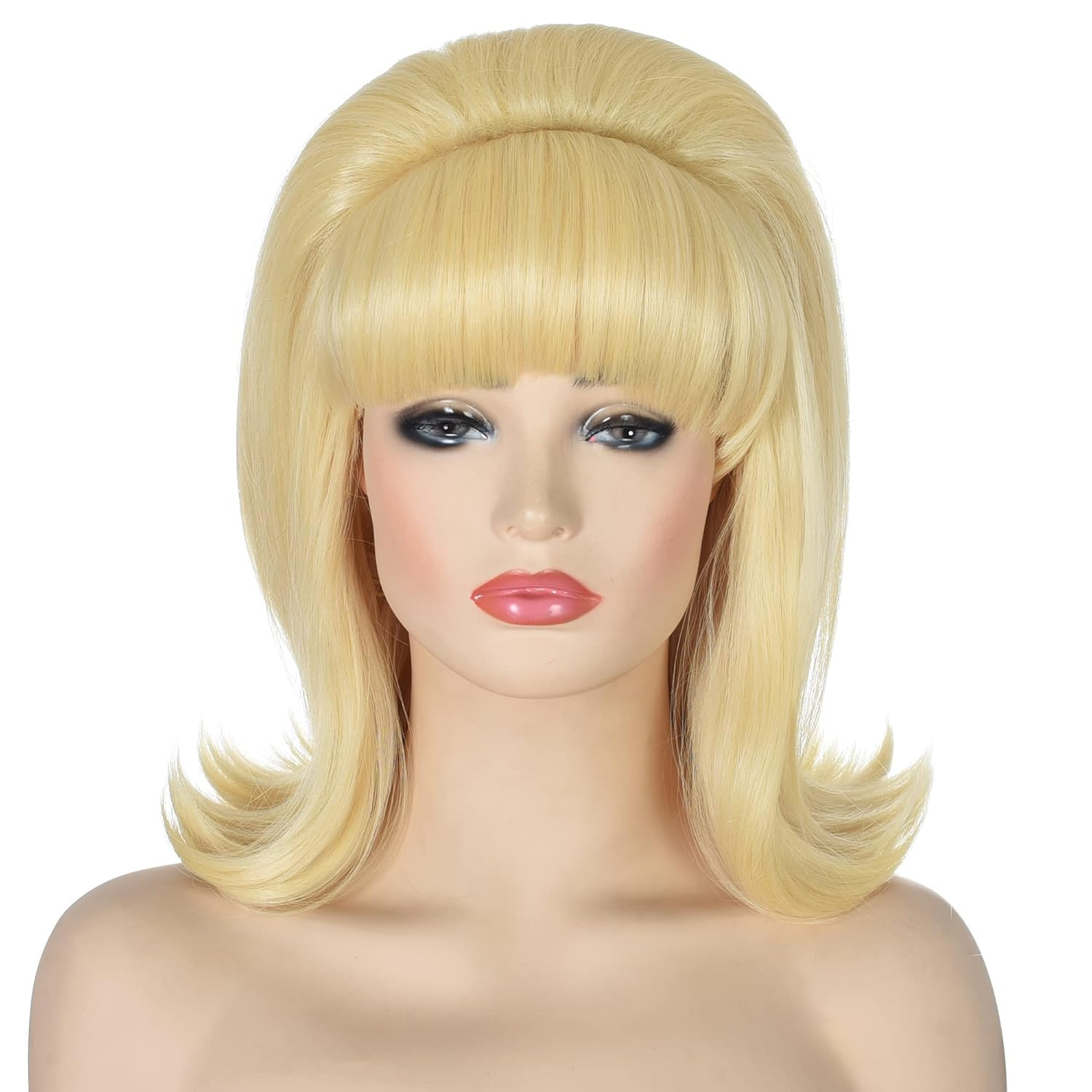 Blonde Beehive Wig with Retro Bangs for Women 60s 70s Pinup Bouffant Wigs for Vi