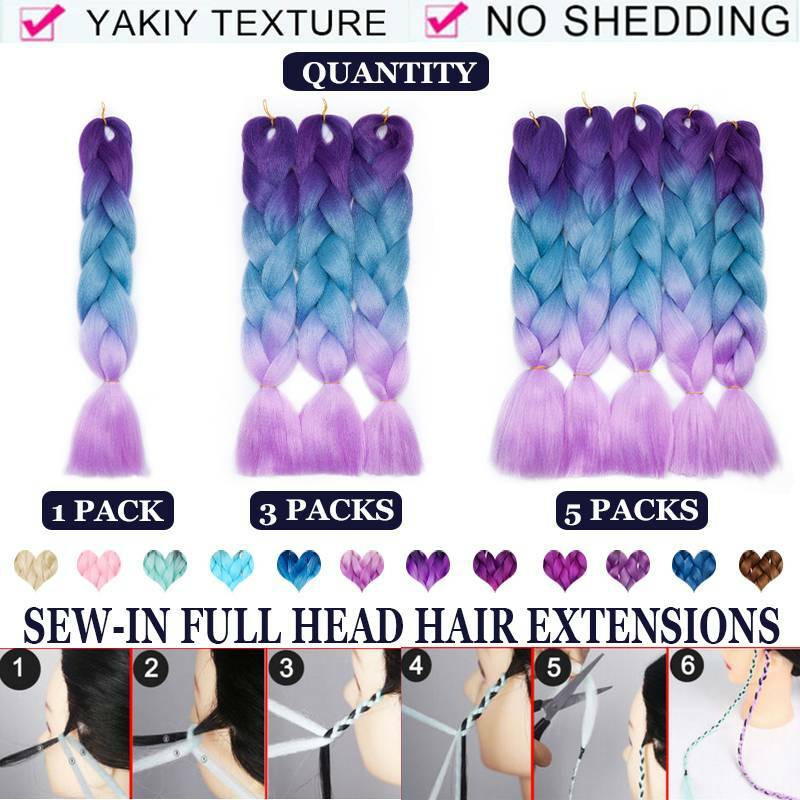 24″ Christmas Jumbo Braiding Hair Extensions Ombre Rainbow Twist Braids as Human