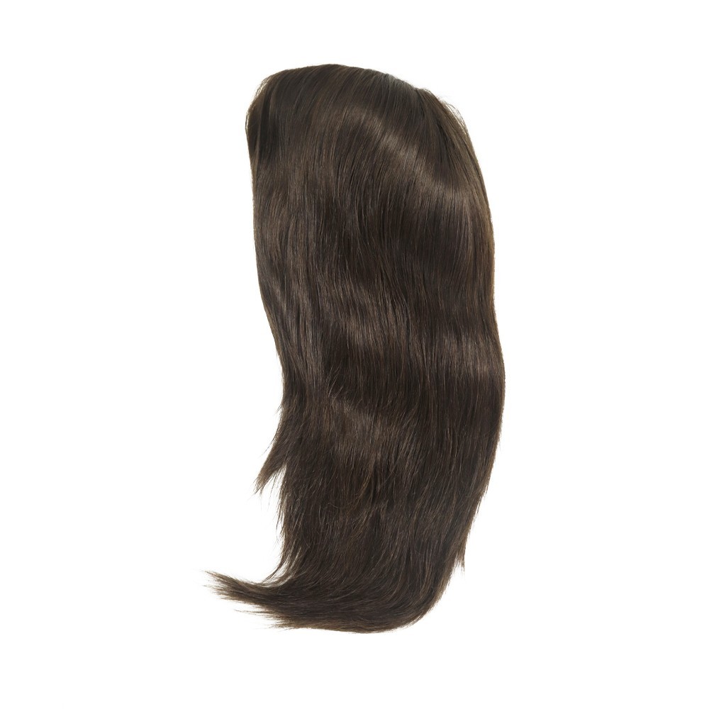 Women Wigs Human Hair Full Head Wigs All Poly Skin Medium Size Dark Brown 14”#2