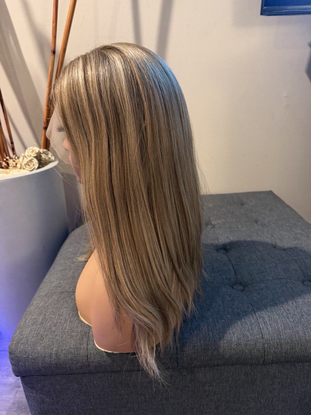 human hair lace Top European Hand tied Wig 18 Inches Size Small