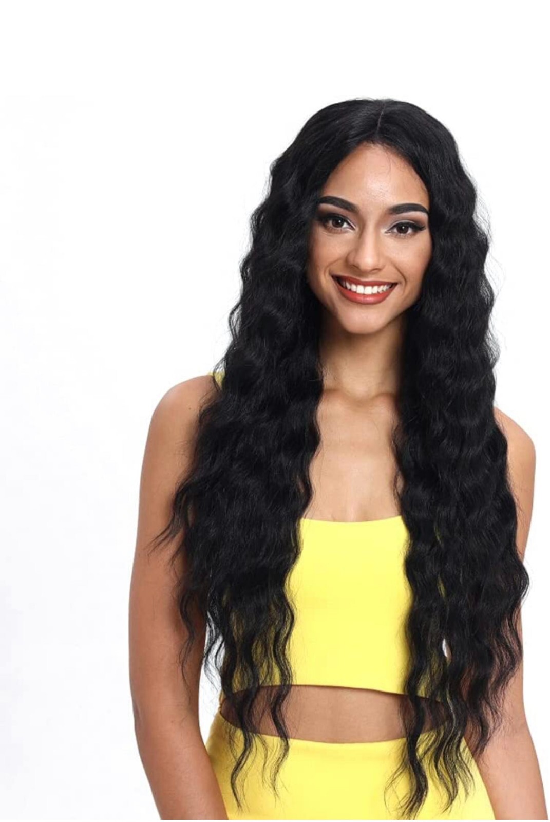 Long 30in lace front black curly human hair