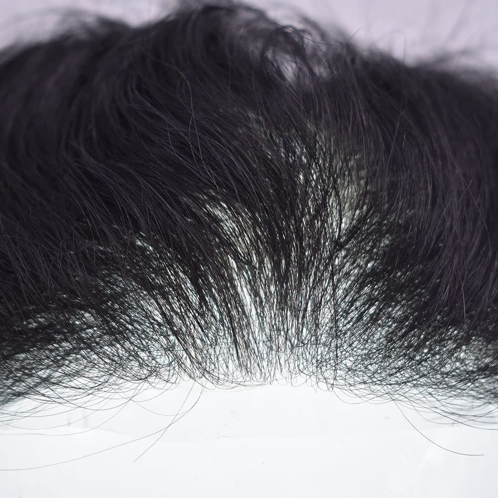 Mens Toupee Human Hair System Thin Skin Toupee for Men Hairpiece All Poly