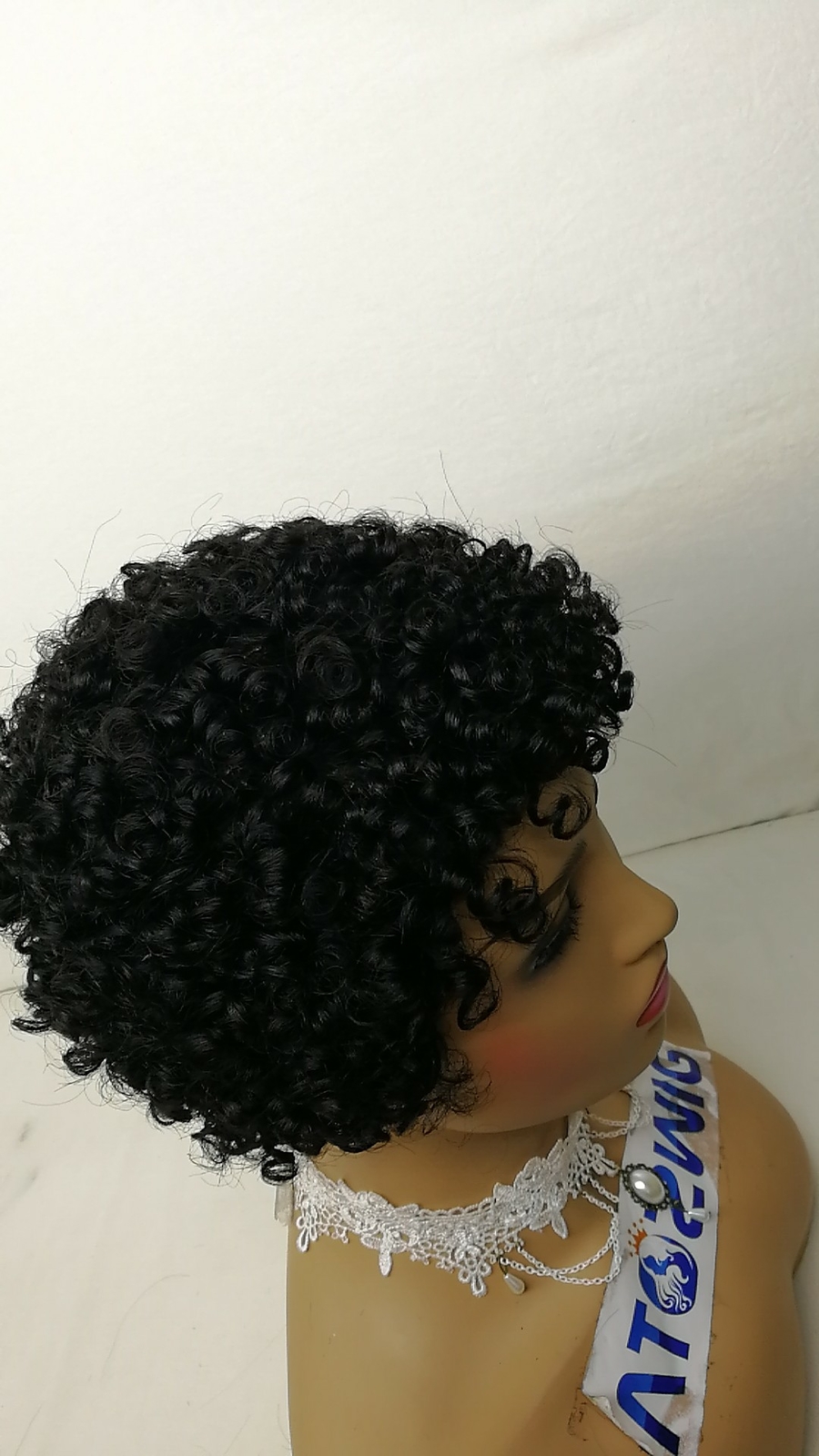 Fashion African Women’s Short Human Hair Wig Afro Curly Black Wigs Pixie Cut USA