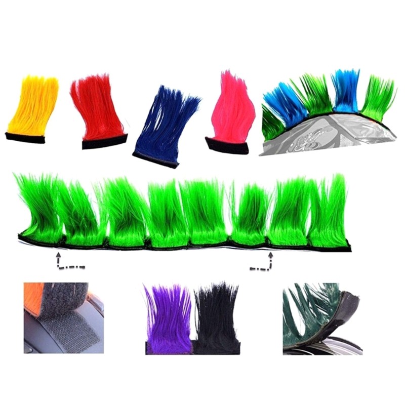 Universal Motorcycle Scooter Helmet Mohawk Wig Hair Motorbike Helmet Stickers