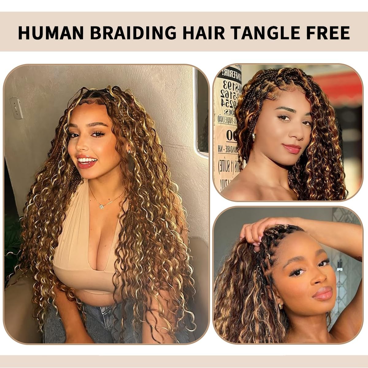 Human Braiding Hair for Boho Knotless Braids 2 Bundles 100g 20 Inch 12A Brazilia