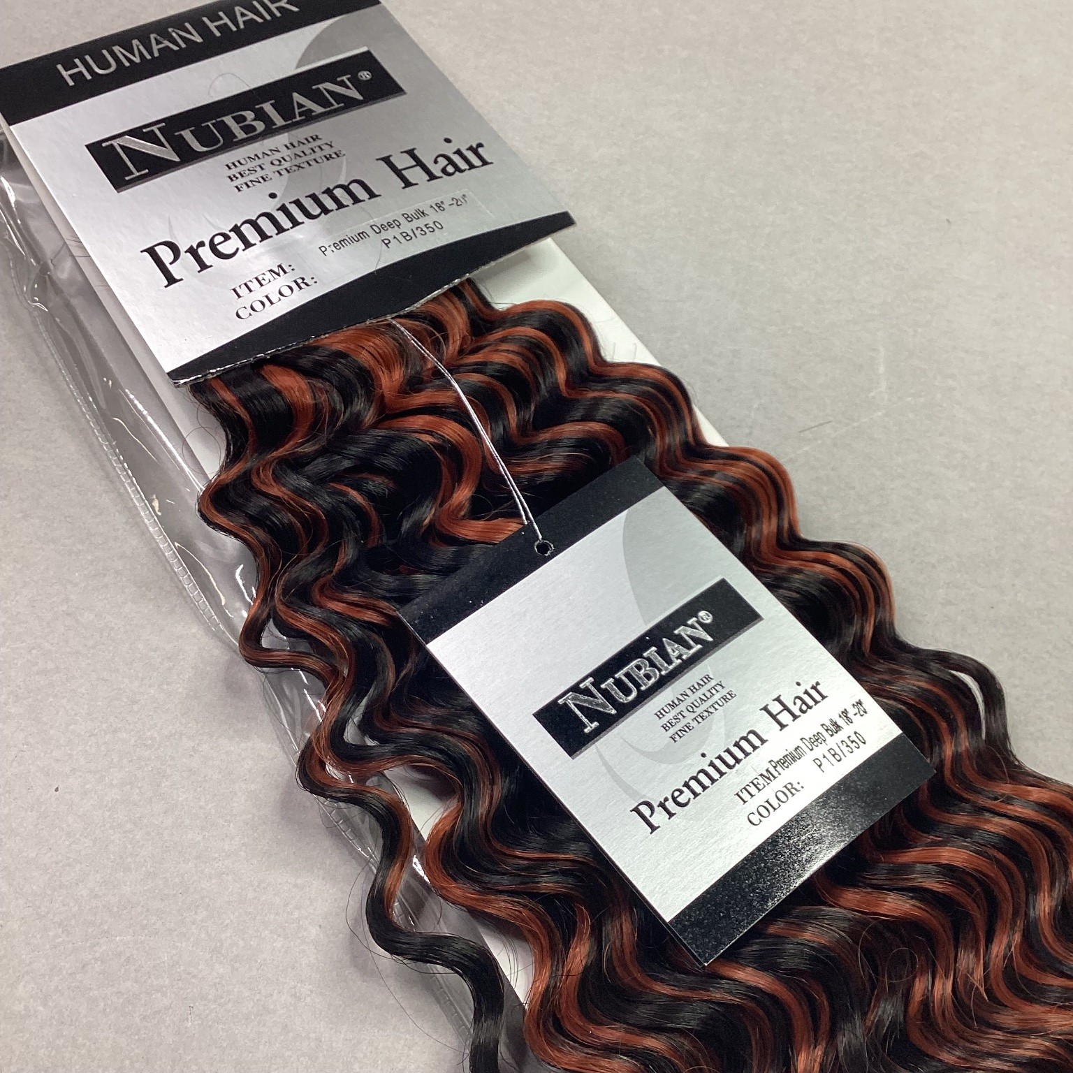NUBIAN Premium Human Hair Extensions Deep Bulk 18″-20″ P1B/350 Wavy