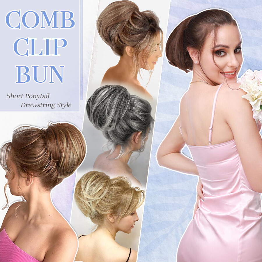 Elegant Drawstring Ponytail Comb Clip In Hair Bun Hepburn Chignon Extension Updo