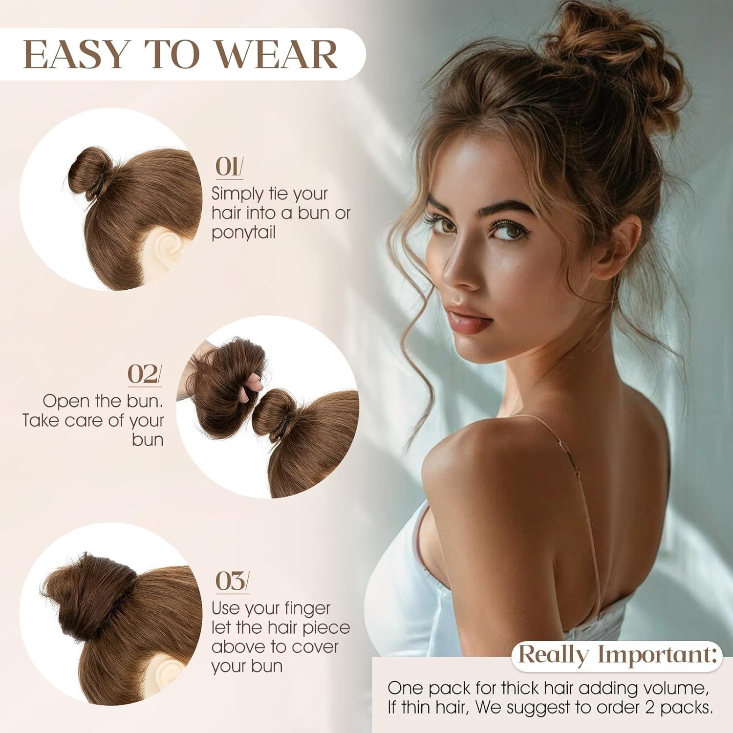 Messy Bun Hair Piece: 100% Remy Human Hair, Elastic, 10–12 Inch, Heat Resistant