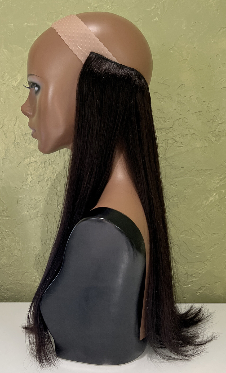 Flip in Human Hair Extensions Invisible Wire 4 clips 18” Natural Black Straight