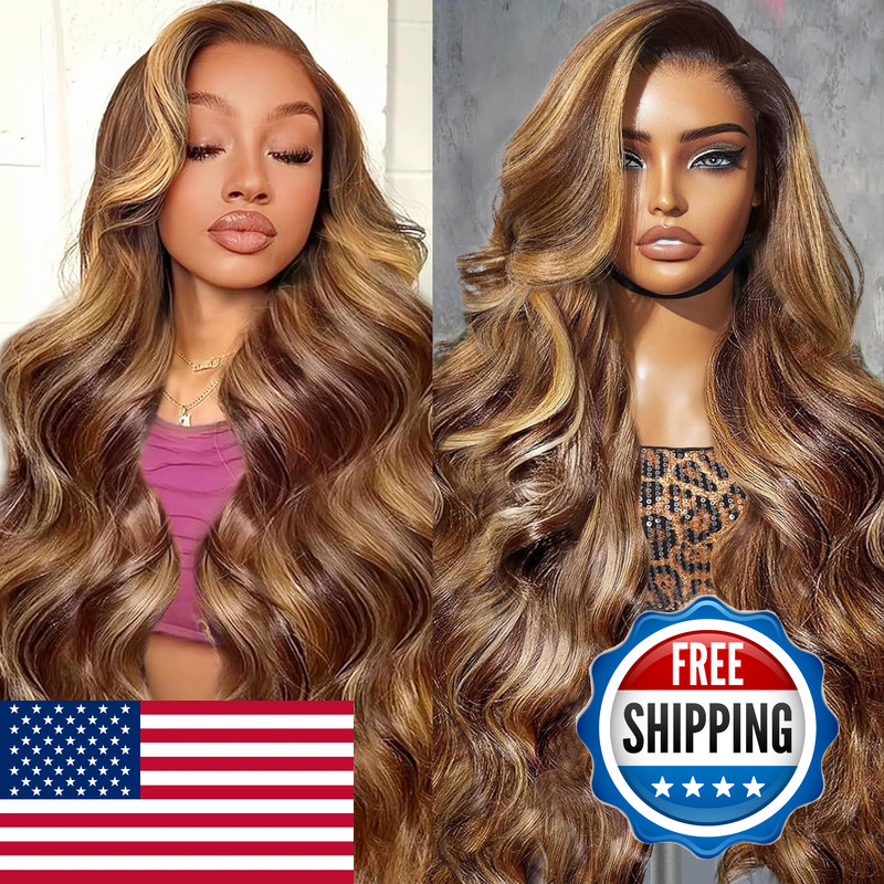 Goldfinch Highlight Ombre Lace Front Wigs Human Hair 26 Inch 13X4 Body Wave
