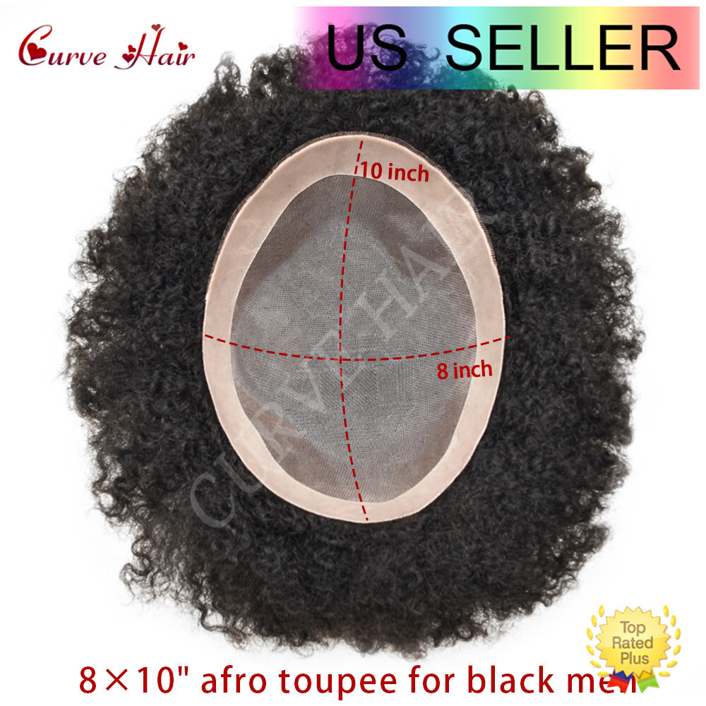 Hair Units for Black Men Afro Kinky Curly Fine Mono Lace Men Toupee Hair System