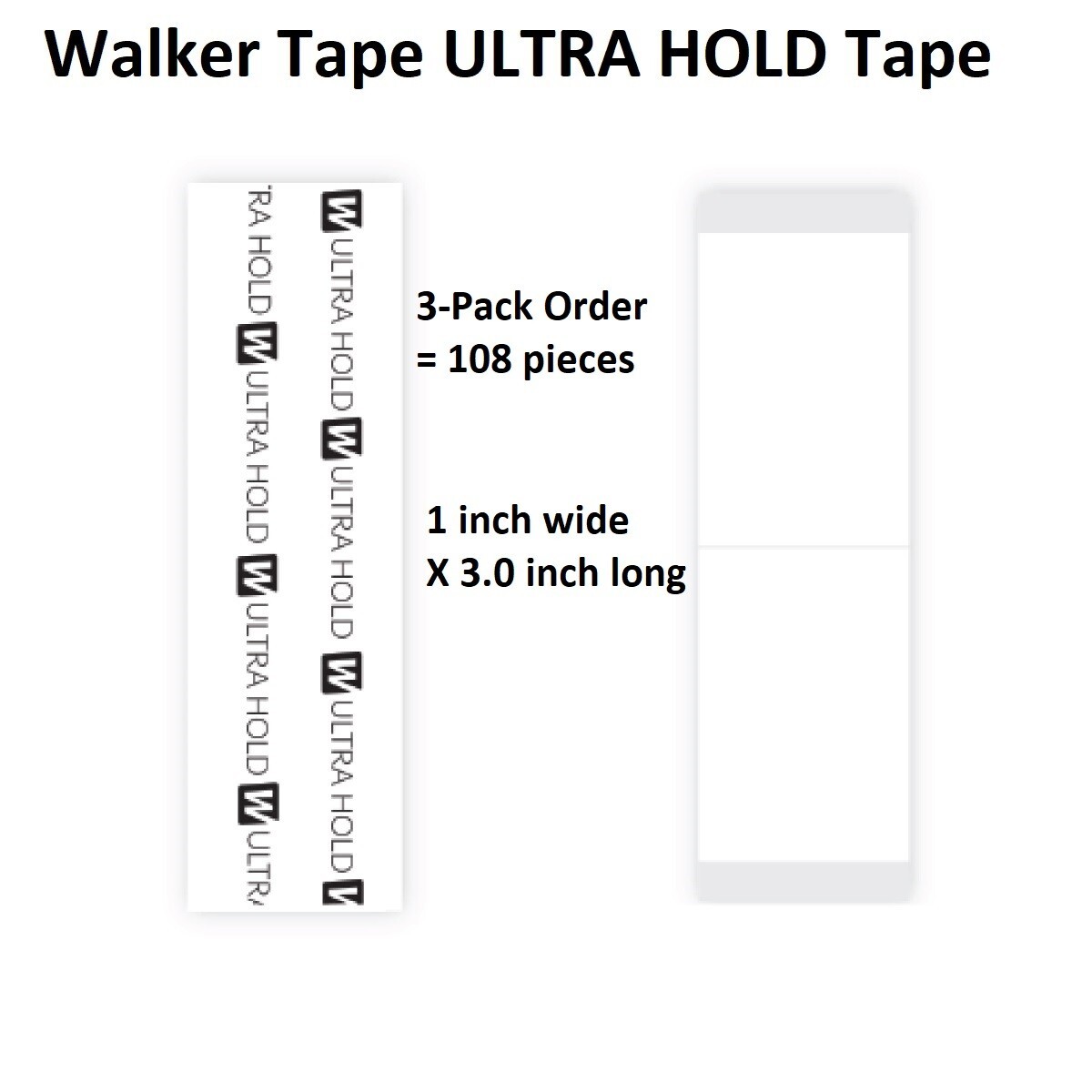 Ultra Hold Tape by Walker Tape Co 1 inch wide 3 packs = 108 pieces