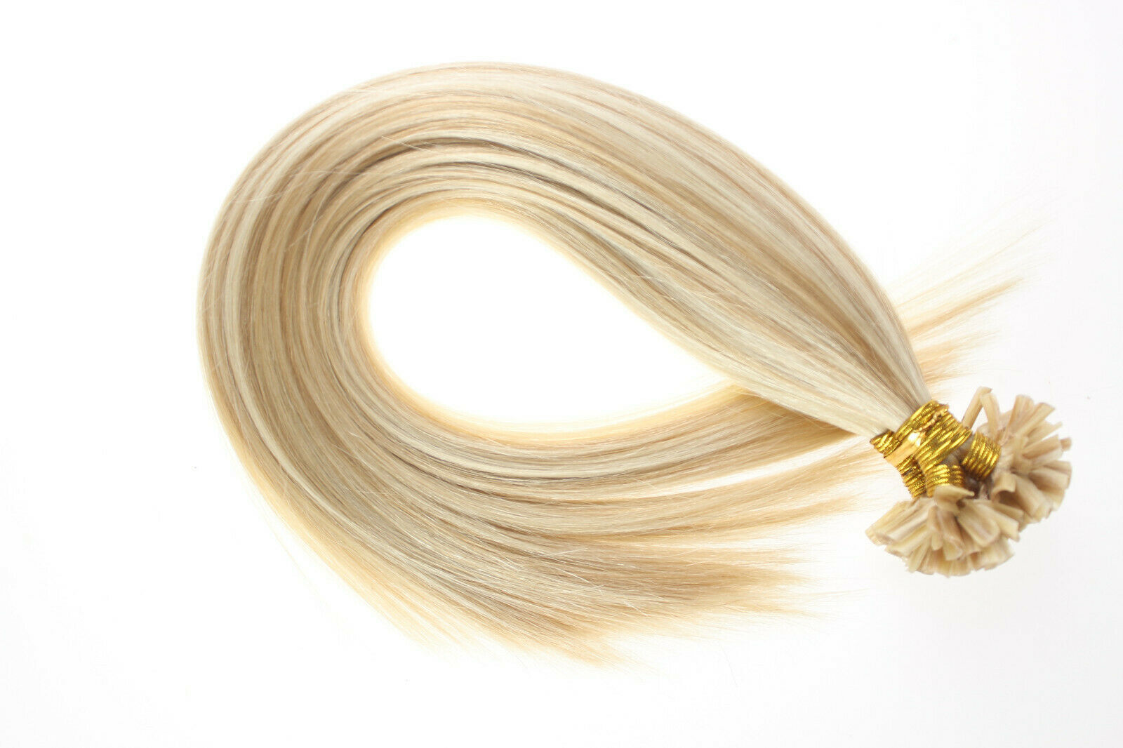 Keratin Bonded Nail U Tip Remy Human Hair Extensions Highlight Blonde Thick 100g