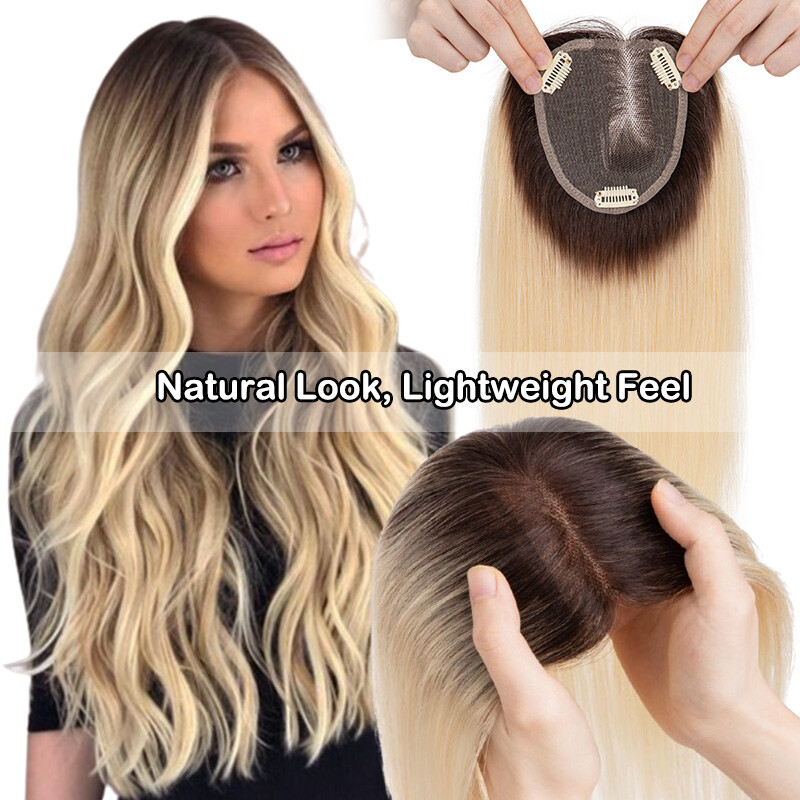 Handmade Silk Base Mono Cap Virgin Human Hair Topper Hairpiece Wigs Remy Toupees